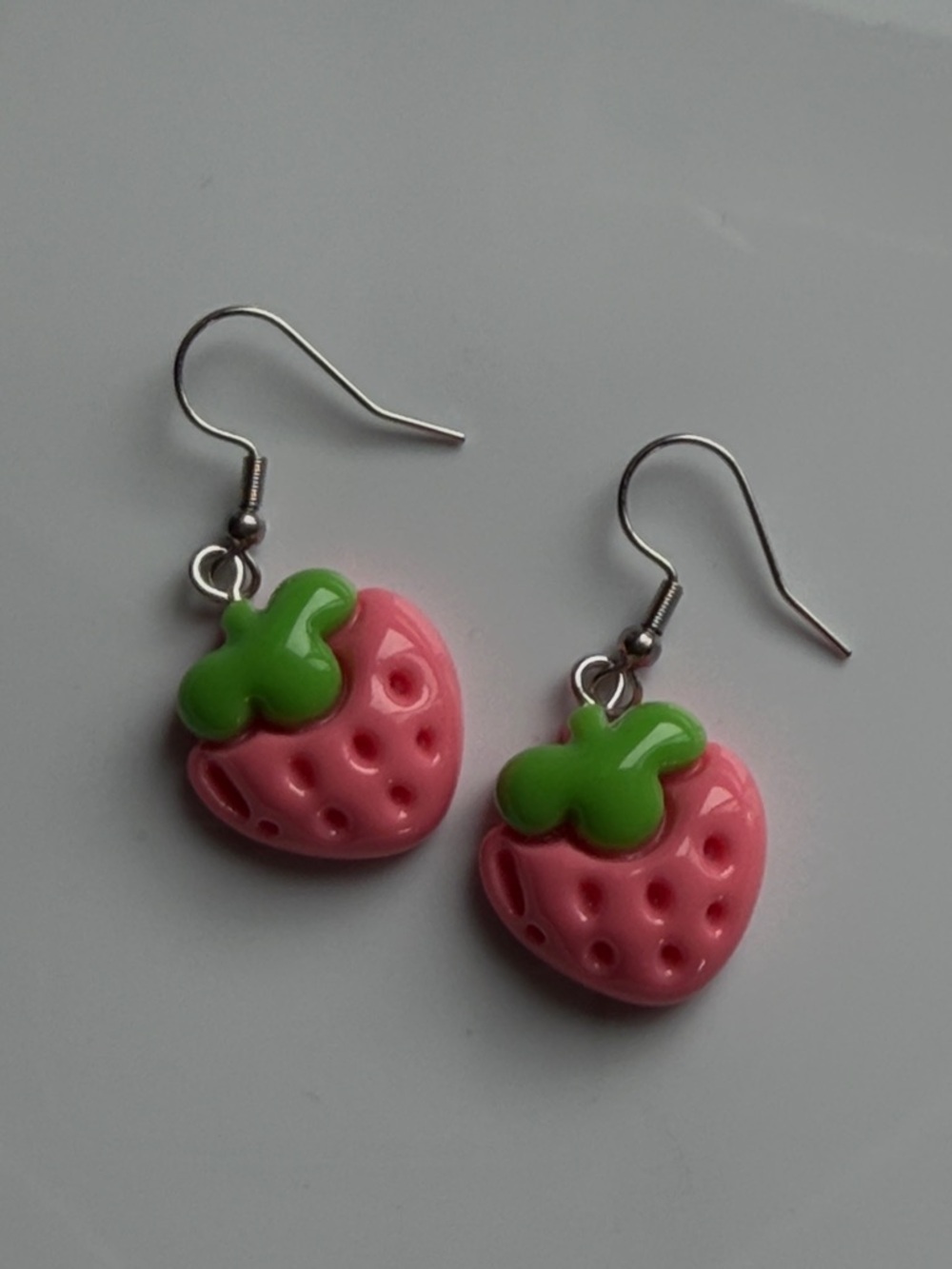 Pink Strawberry Dangle Earrings